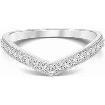 Diamond Band Rings for Women | Lab Grown 1/4CT V Shaped Diamond Ring | Solid 10 Karat White Gold Diamond Anniversary Bands, Promise Rings, Stackable Bands and Wedding Rings | Ring Size 6.5