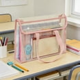 thumbnail image 4 of Pink Clear Tote Bag Pvc Thickened Double Layer Waterproof Book Bag For Students School Exam, 4 of 7