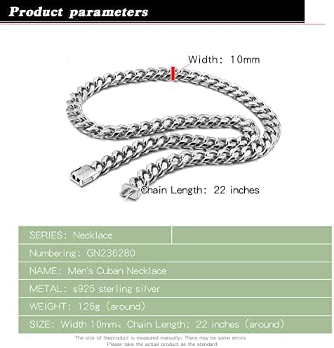 Men 925 Sterling Silver Solid Miami Cuban Chain Necklace 10MM &12MM- Curb Cuban 18 "20 "22" 24 "26" 28" Thick Big Link Choker For Man - Fine Jewelry