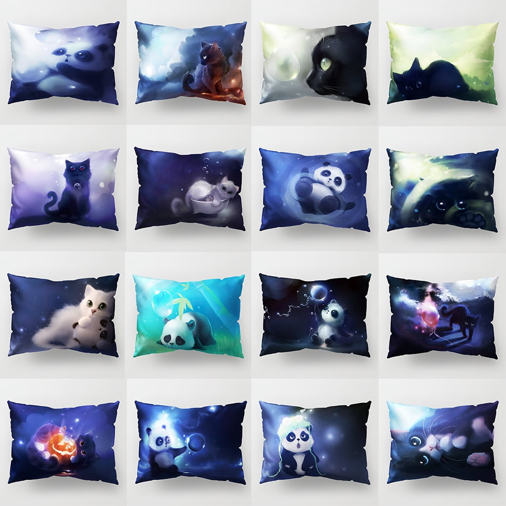 CW_ BG_ JT_ Fantasy Panda Cat Pillow Case Home Decor Sofa Throw Soft Cushion Cov 