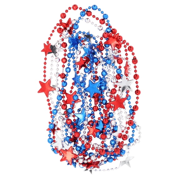 Star Beaded Necklaces, Red/White/Blue, 6 Count, Patriotic by Way To Celebrate