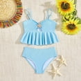 thumbnail image 6 of Lixiuxyad Girls Swimsuit Adjustable Straps Cut Out Swimwear 2 Piece Solid Color Tankini for Girls Bathing Suit for Teens,Sizes 6-7 Years, 6 of 6