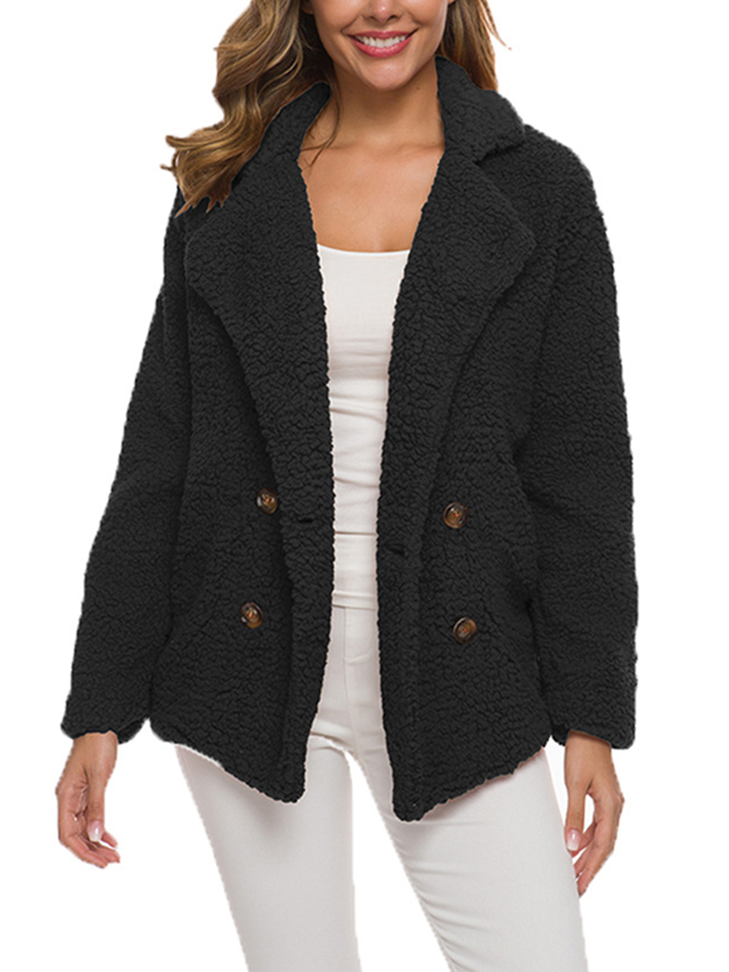 Women/'s Cardigan Jackets Coat Faux Fur Thicken Winter Outwear Basic Warm Casual Fashion Open Front Overcoat