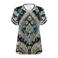 thumbnail image 6 of Mceream Plus Size T Shirts for Women Short Sleeve V Neck Raglan Tunic Tops Casual Floral Print Summer Tshirts Oversized Loose Fit Tees Spring Fashion Clothes Vacation Outfits Blouses Navy M, 6 of 6