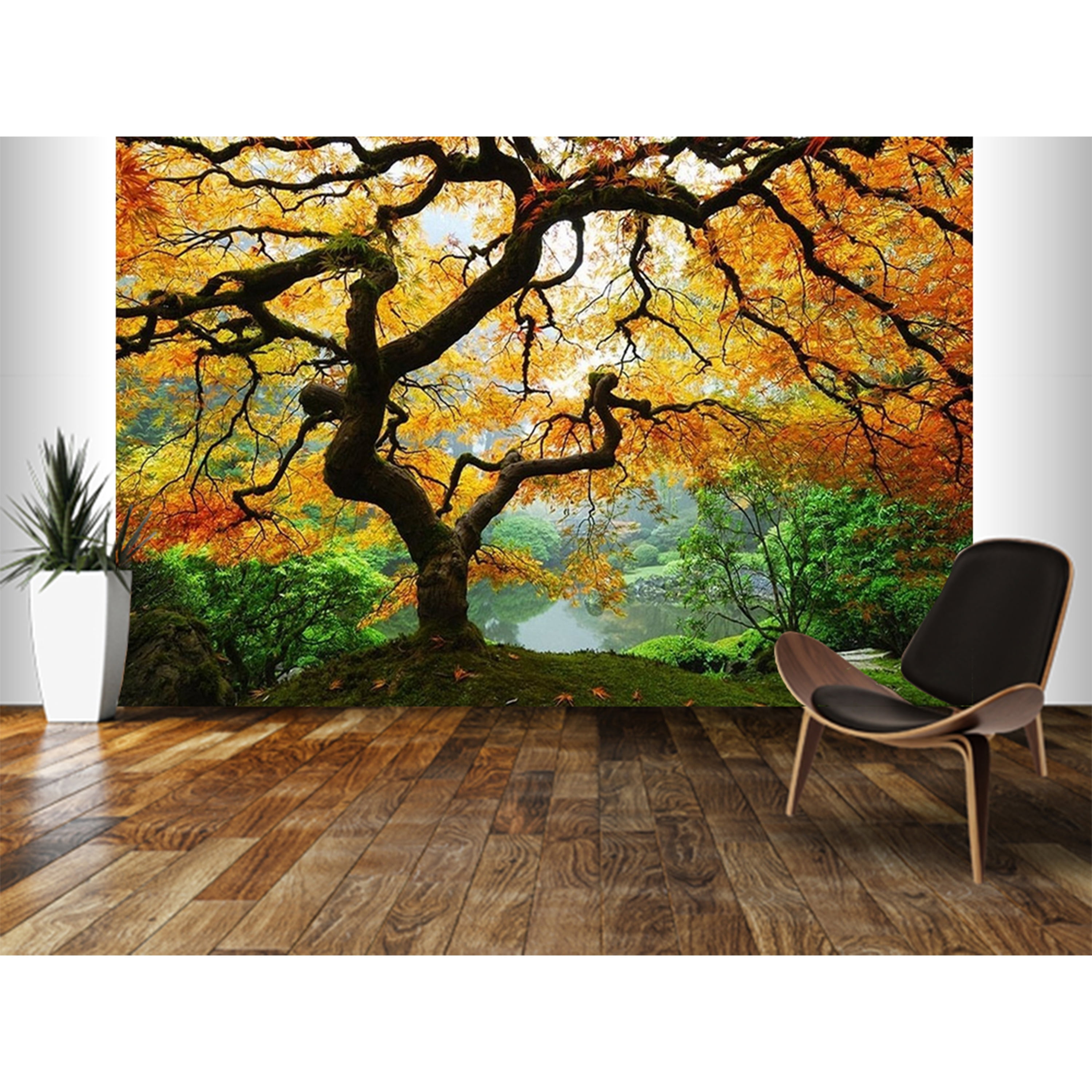 Startonight Mural Wall Art Maple Tree, Illuminated Landscape Large