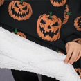 thumbnail image 3 of Oversized Wearable Blanket Hoodie,Halloween Spooky Pumpkins Pattern Sherpa Blanket Hoodie with Super Pockets,Super Warm Fuzzy Pullover for Women & Men, 3 of 6