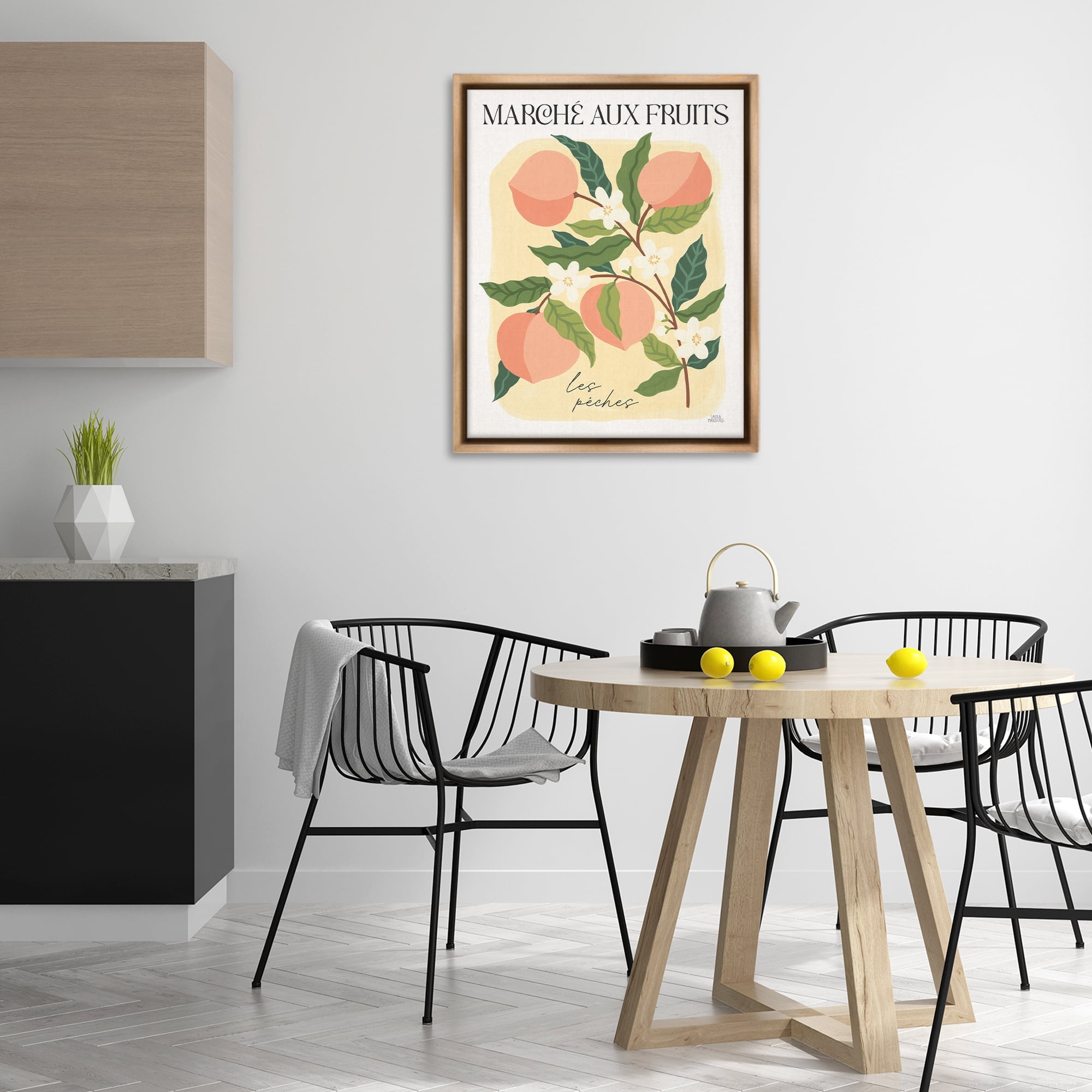 Stupell Industries Marche Aux Peaches Food & Beverage Painting Brown Floater Framed Art Print Wall Art, 25 x 31