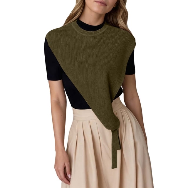 WEIYLL Womens Fall Tops Solid Color Triangular Shawl Small Layered Green Fall Clothing ,One Size