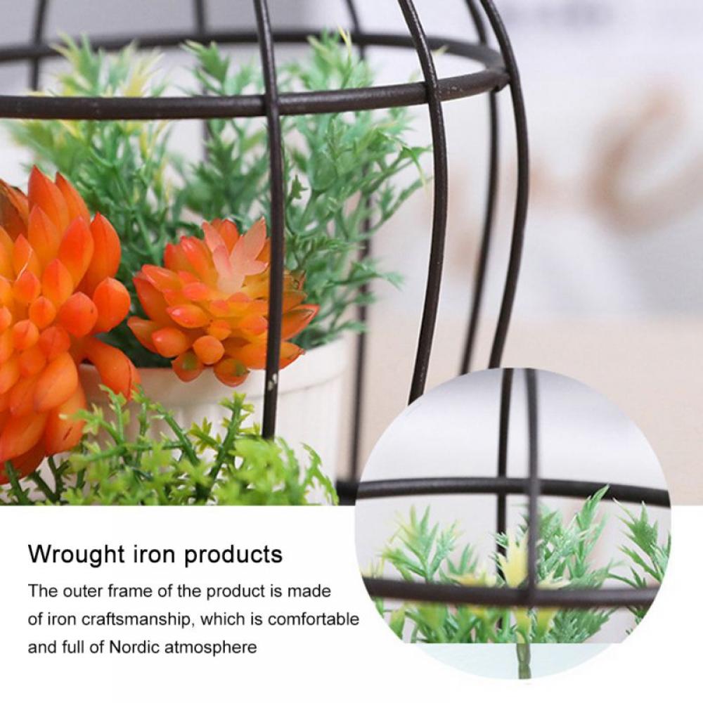 Iron Birdcage Hanging Planter, Metal Wire Flower Pot Basket Wrought Iron Plant Stands, Indoor Outdoor Hanging Plant Holder Hanging Planter Stand Flower Pots for Decorations - image 4 of 8