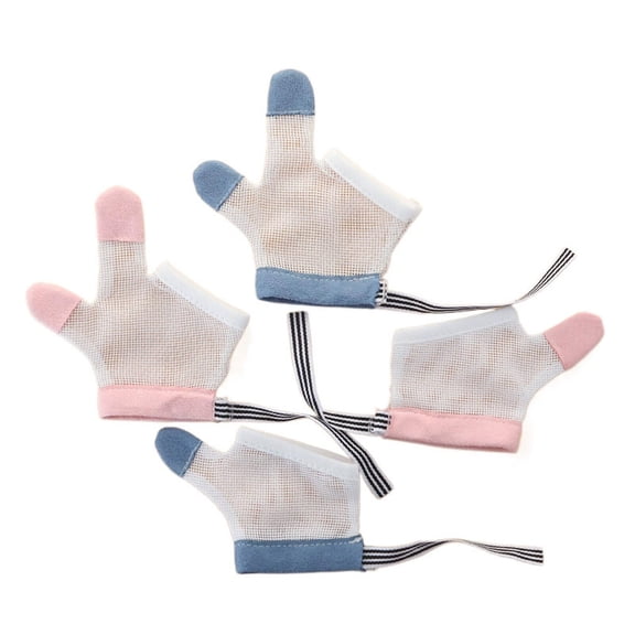 TELOLY 2Pairs Finger Cots Prevents Nail Biting Finger Protectors Protects Fingers Finger Bandages Soft&Comfy,Red&BLue