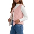 thumbnail image 2 of LUGOGNE Boys Girls Quilted Vest Button Front Sleeveless V Neck Lightweight Padded Jacket with Wave Stitching Kids Everyday Casual Layering Outerwear for Spring Fall School, 2 of 9