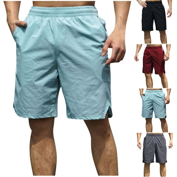 Men's Solid Color Fitness Training Leggings Yoga Pants Full Length with Waist Pockets for Workout Athletic Gym Running Daily Wear Comfortable Fit | IhhxPro,Blue M