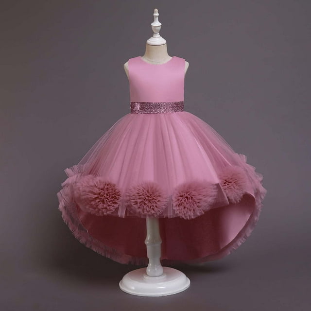 DPTALR Robe pour Enfants Fille Sans Manches Robe de Princesse Robe à Queue Fleur Jupe Jupe Robe en Tulle Canoniques