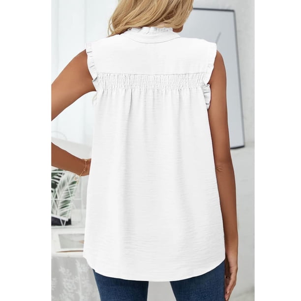Camiseta sin mangas para mujer camiseta sin mangas de verano para mujer camisas informales de poliéster sin mangas chaleco con cuello de botones lavable a máquina ANGGREK Otros