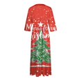 thumbnail image 4 of Christmas Dresses for Women Ladies Fashion Christmas Print Lapel Button-Down Seven-Quarter Cuff Strap-Up Dress with Merry Christmas for Christmas Party,Dark Green,XL, 4 of 5