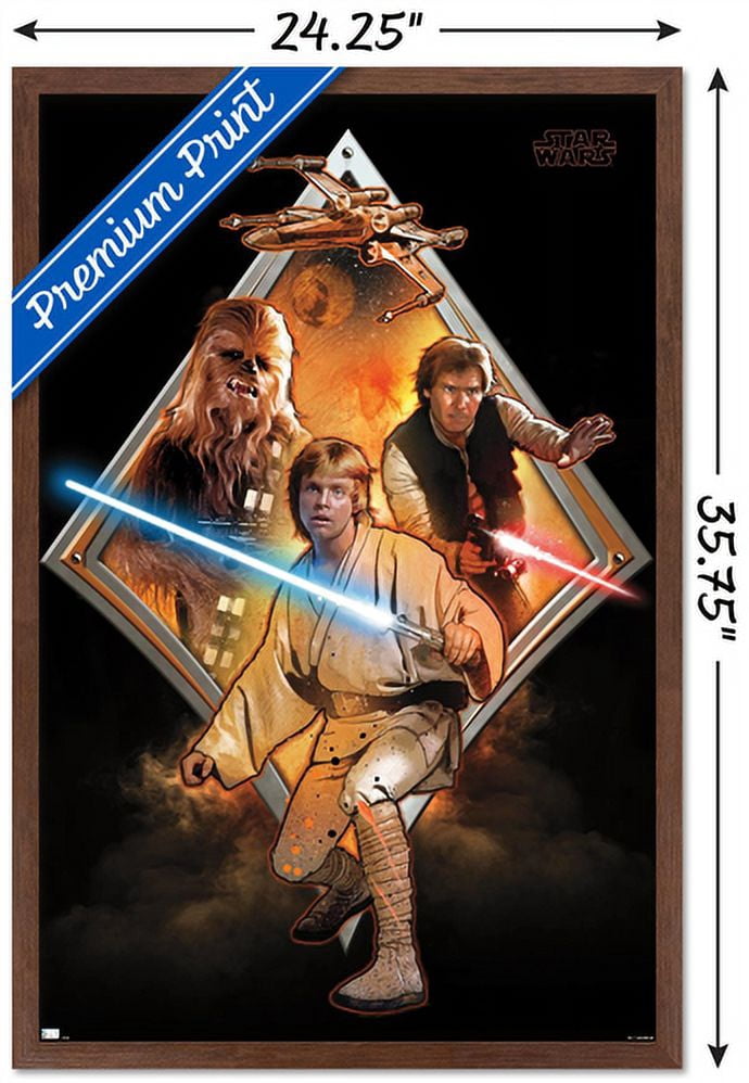 Star Wars: Original Trilogy - Heroes Badge Wall Poster, 22.375" x 34", Framed