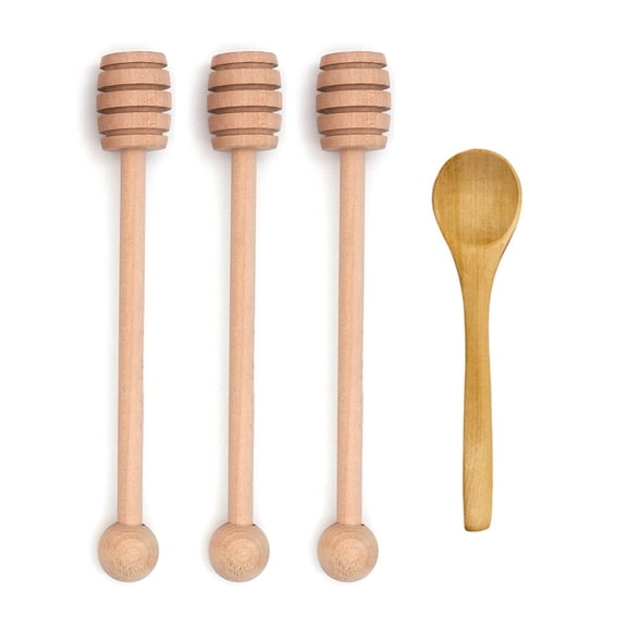 4PCS 6 inch Honey Mixing Stirrer Honey Comb Stick, Honey Wand for Honey Jar Dispense Drizzle Honey Wedding Party(Round)