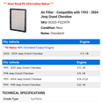 thumbnail image 2 of Air Filter - Compatible with 1993 - 2004 Jeep Grand Cherokee 1994 1995 1996 1997 1998 1999 2000 2001 2002 2003, 2 of 2
