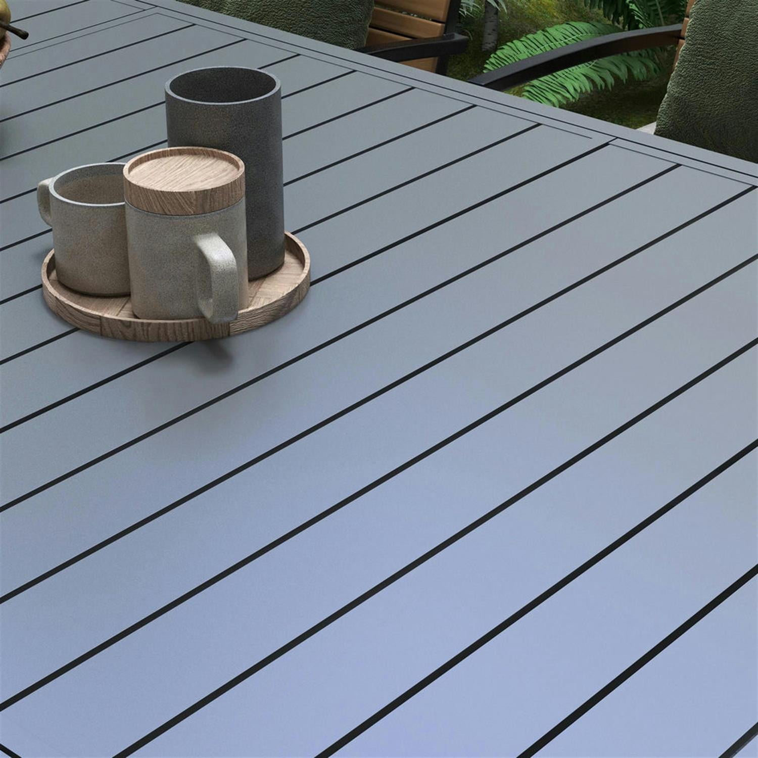 Demi Bonn Expandable 6-8 Person Aluminum Dining Table, 59" Large Patio Table for Outdoor, Garden, Balcony, Easy Assembly, Gray