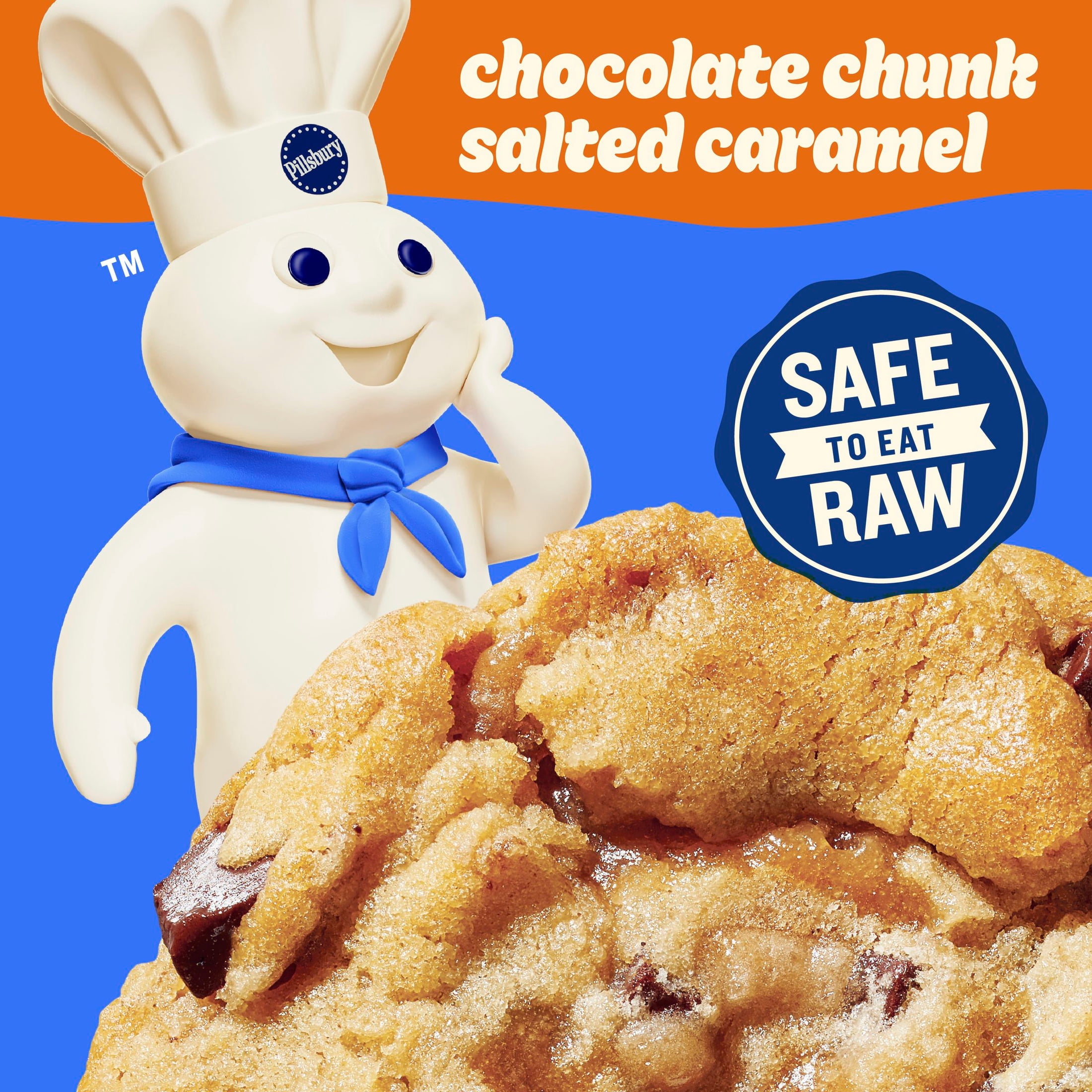 Pillsbury Big Cookies, Chocolate Chunk Salted Caramel Cookie Dough, 6 Count, 14 oz