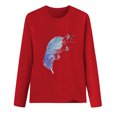 thumbnail image 1 of Fvwitlyh T-Shirts pour Femmes Femmes Imprimé O T-shirt Manches Longues Blouse Décontractée Top Rouge, S, 1 of 3