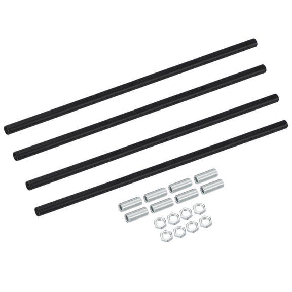 Lighting Fixture Downrods M10 x 15.7'', 4 Set Threaded Extension Rod Lamp Rod Light Fixture Part in Electroplated Iron for Pendant Light Island Lighting Chandelier Indoor, Black