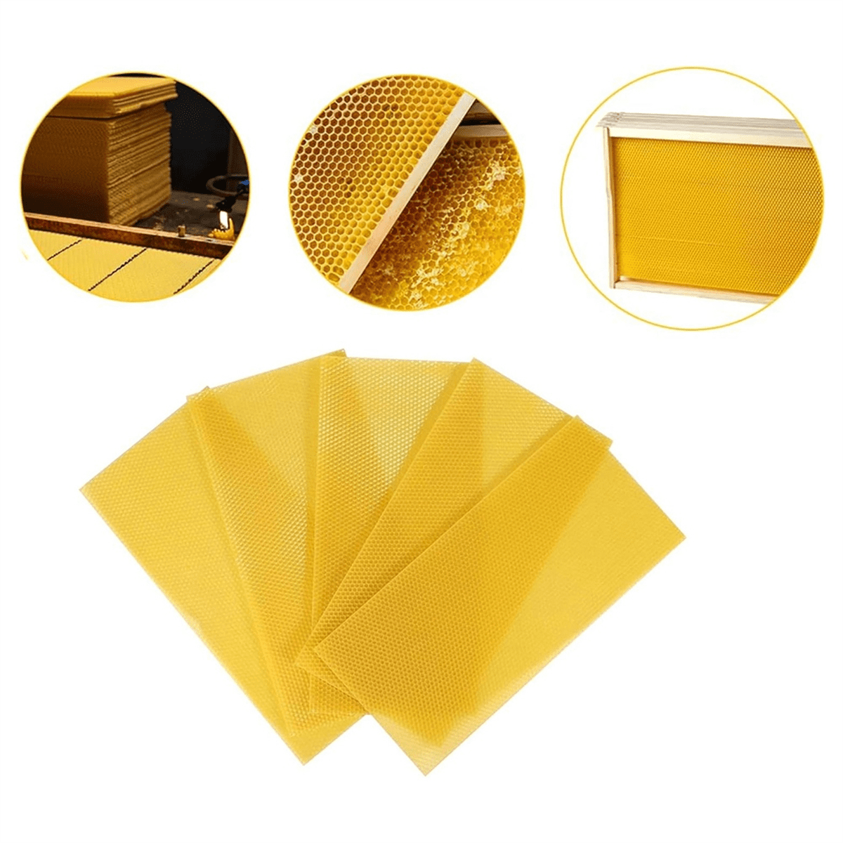 30Pcs Beeswax Sheets, Natural Wax Foundation for Bee Frames, Bee Foundation Sheets for Candle Making (16.34 X 7.68inch)