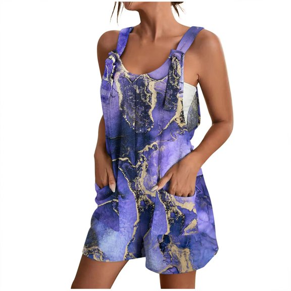 Romper for Women Summer Casual Lightweight Jumpsuits Loose Fit Adjustable Strap Shorts Overalls Boho Pants Outfits