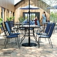 thumbnail image 3 of Flash Furniture 5 Piece Commercial Grade Patio Dining Set with Tempered Glass Patio Table with 4 Chairs with Navy Flex Comfort Material Seats and Backs, 3 of 12