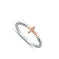 thumbnail image 4 of CHOOSE YOUR COLOR Rose Gold-Tone Cross Ring .925 Sterling Silver Oxidized Love Band Jewelry Female Size 4, 4 of 4