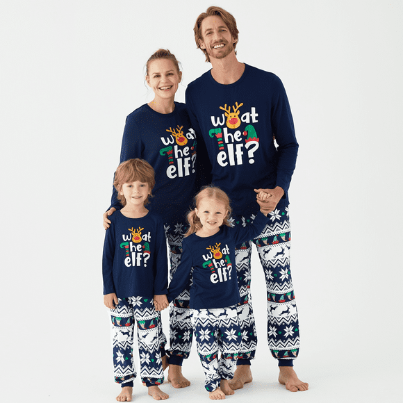 PatPat Christmas Family Matching Dark Blue Graphic Long-sleeve Pajamas Sets