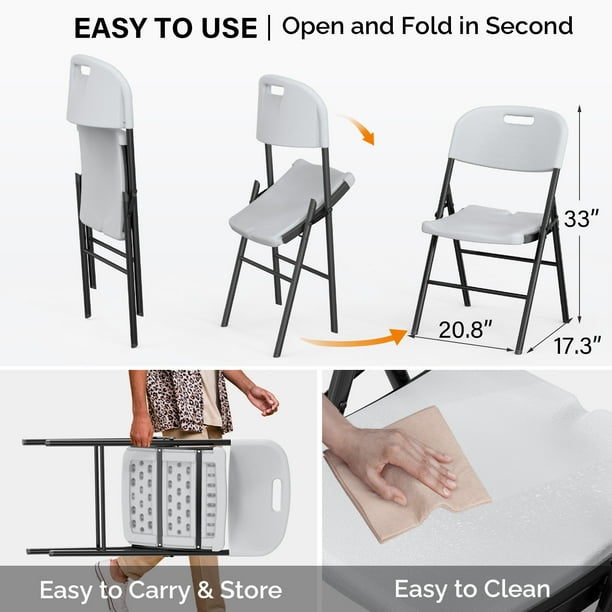 Chaises Pliantes Blanches Lifetime – Lot De 8, Plastique, Intérieur/extérieur