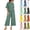 #03 Dark Green, variant on Womens Summer 2 Piece Sets for Women Crew Neck 3/4 Batwing Sleeve Top Wide Leg Culottes Outfits Soft Daily Casual Suits,XXL,#03 Yellow