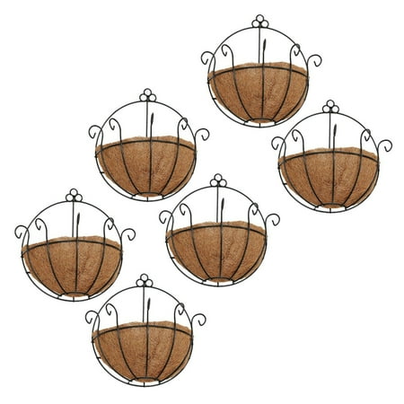 

6 PCS Iron Wall Hanging Basket 25cm Semi-Circular Flower Wall Hanging Bracket Decoration