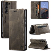 for Galaxy S23 Wallet Case PU Leather Flip Book Style Folio Strong Magnetic Closure RFID Blocking Protective Cover Credit Card Holder Kickstand Function Men for Samsung Galaxy S23 6.1", Coffee