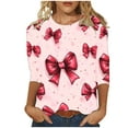thumbnail image 2 of Viikei Womens Clothes Fall,Blouses for Women 2025 Womens Plus Size Clearance $5,Ladies' Valentine's Day Casual Printed Round Neck Three Quarter Sleeve 3/4 Sleeve T-shirt Loose Top Multicolor L, 2 of 5