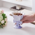thumbnail image 5 of XSAOP Dessert Goblet Bowknot Design Footed Ceramic Purple 1 Pack, 5 of 8