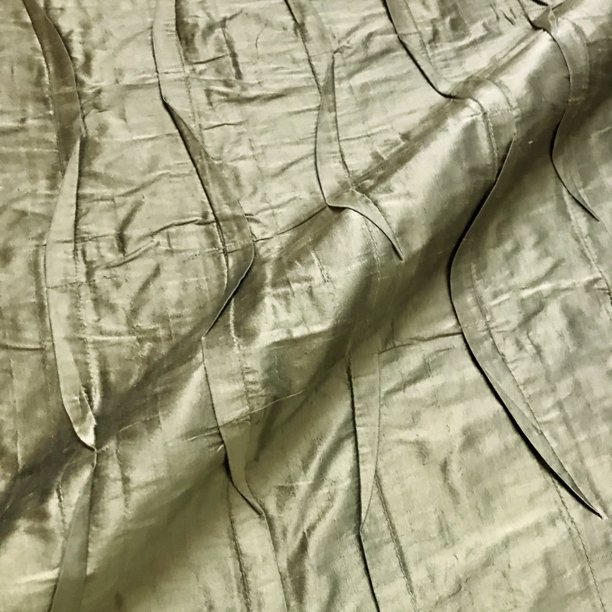 Antique Gold Textured Pleated 100 Silk Fabric 39" by the Yard