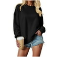 thumbnail image 6 of Quealent Crewneck Sweatshirts for Women Pullover Long Sleeve High Low Side Split Hem Basic Fall Fashion Sweatshirt Top Black for Size M, 6 of 7