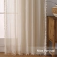thumbnail image 6 of Boho Lace Curtains 45 Inches 2 Panel Light Filtering Privacy Tassel & Geometry Crochet Semi Sheer Curtain Drapes For Bedroom Living Dining Room Rod Pocket Vintage French Country Beige, 6 of 9