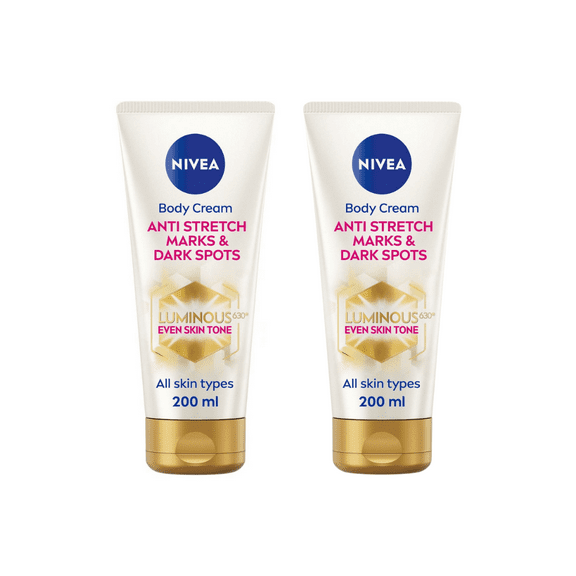 Nivea Luminous 630 Anti Stretch Marks & Dark Spots Body Cream 200ml / 6.8 fl oz - 2 Pack
