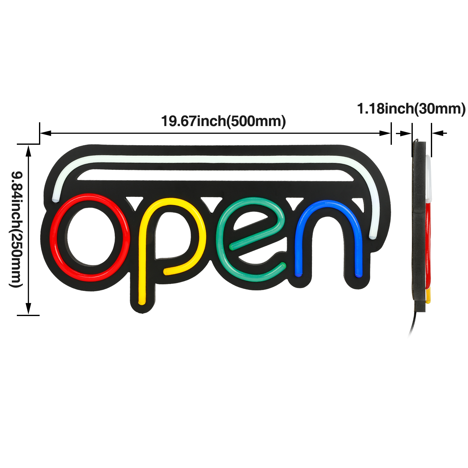 Business OPEN LED Neon Light Sign, 19.7 Inch x 9.8 Inch, Bright Neon Multicolor Style, Open Signs for Business, RGB Letter Window Displaying Light, Bar, Restaurant, Store, Salon, Gas Station, Door