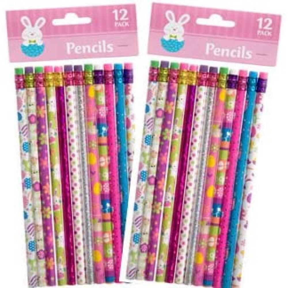 Bunnies Patterns 144 Pcs Easter Pencils Bulk Colorful Spring Pencils for Kids Easter Themed Pencils Animal Pencil with Eraser Tops Wood Pencils Office School Classroom Birthday Supplies Chicks 