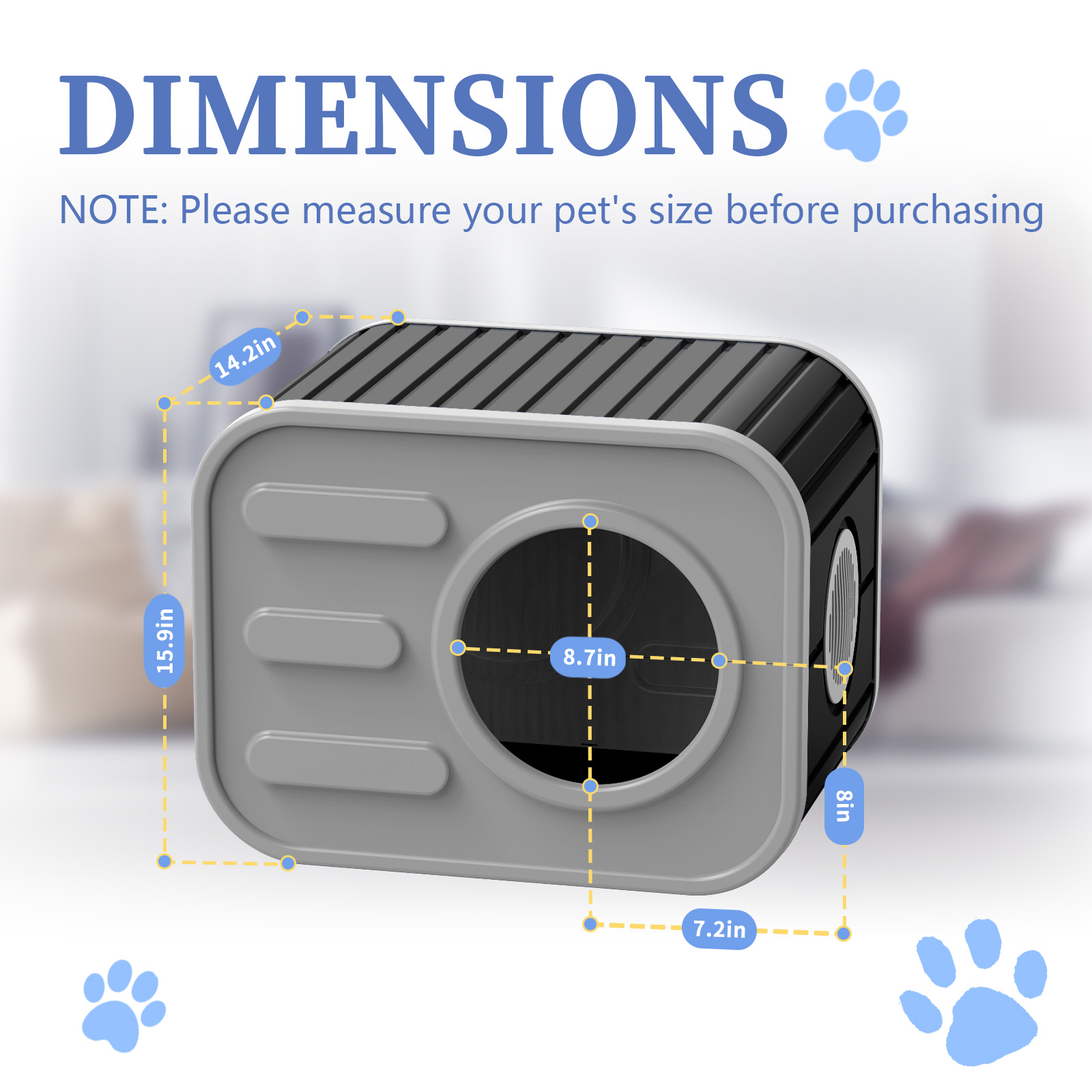 EasyUp Cat House for Indoor & Outdoor Cats, Resin Weatherproof Cat House with Camera-Shaped Design, Versatile for Home & Yard Use(Black&Grey)