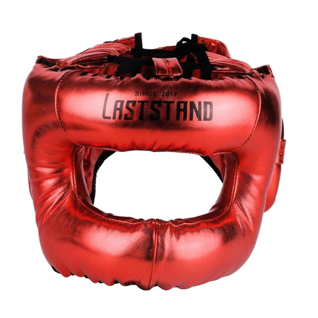Casco de boxeo suave y transpirable de cobertura completa, equipo de protección para artes marciales. Rojo