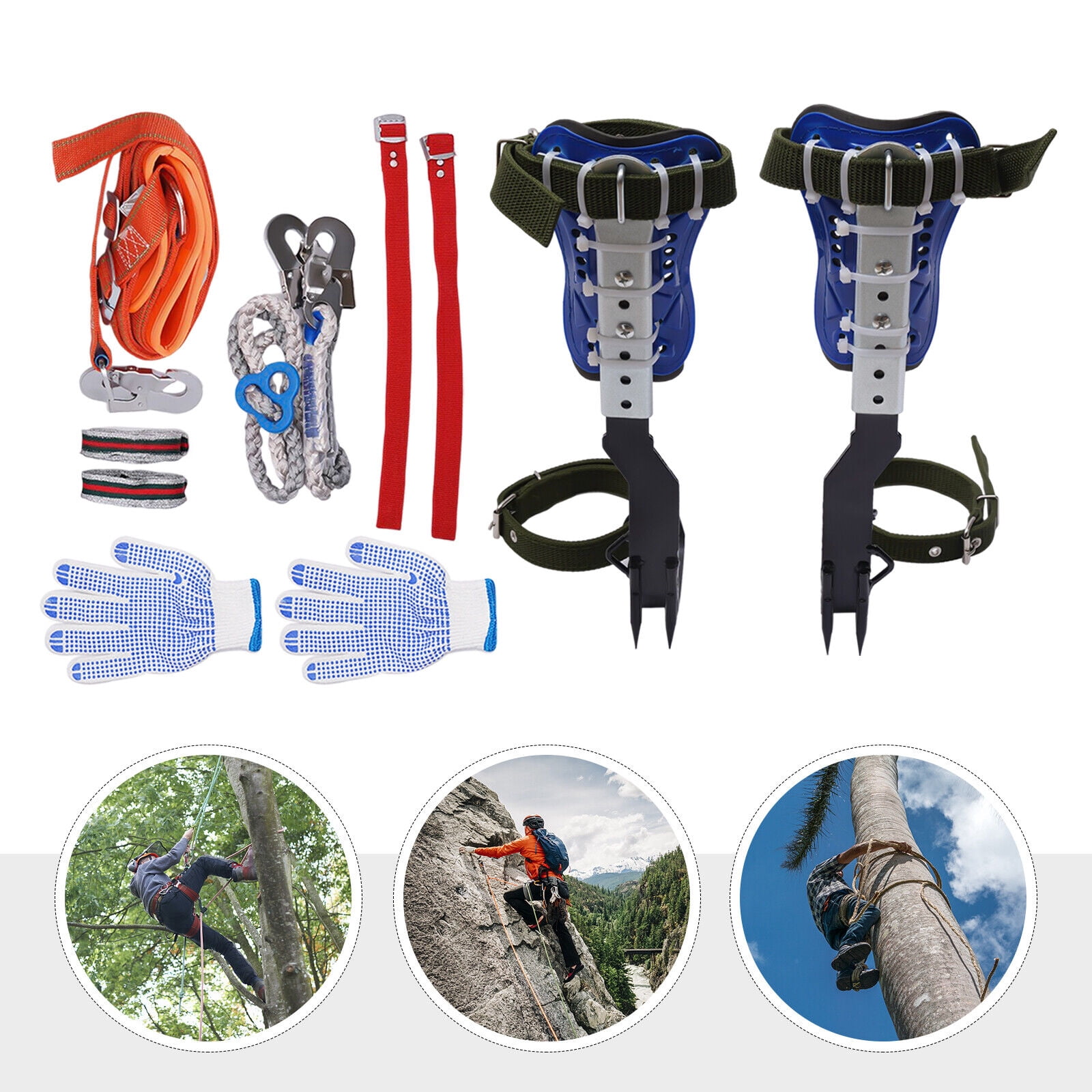 Heavy Duty Tree Climbing Tools with Adjustable Height, Safety Belt & Rope – 150kg/330.69lbs Capacity, Includes Gloves and Foot Straps for Outdoor Adventures