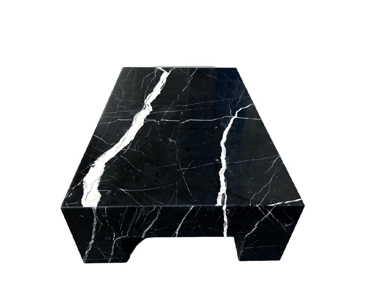 Genuine Marble Rectangular Four Legs Coffee Table - Nero Black Marble