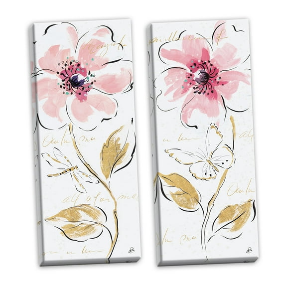 Gango Home Decor Contemporary Simply Pink IV & V by Daphne Brissonnet (Ready to Hang); Two 12x36in Hand-Stretched Canvases