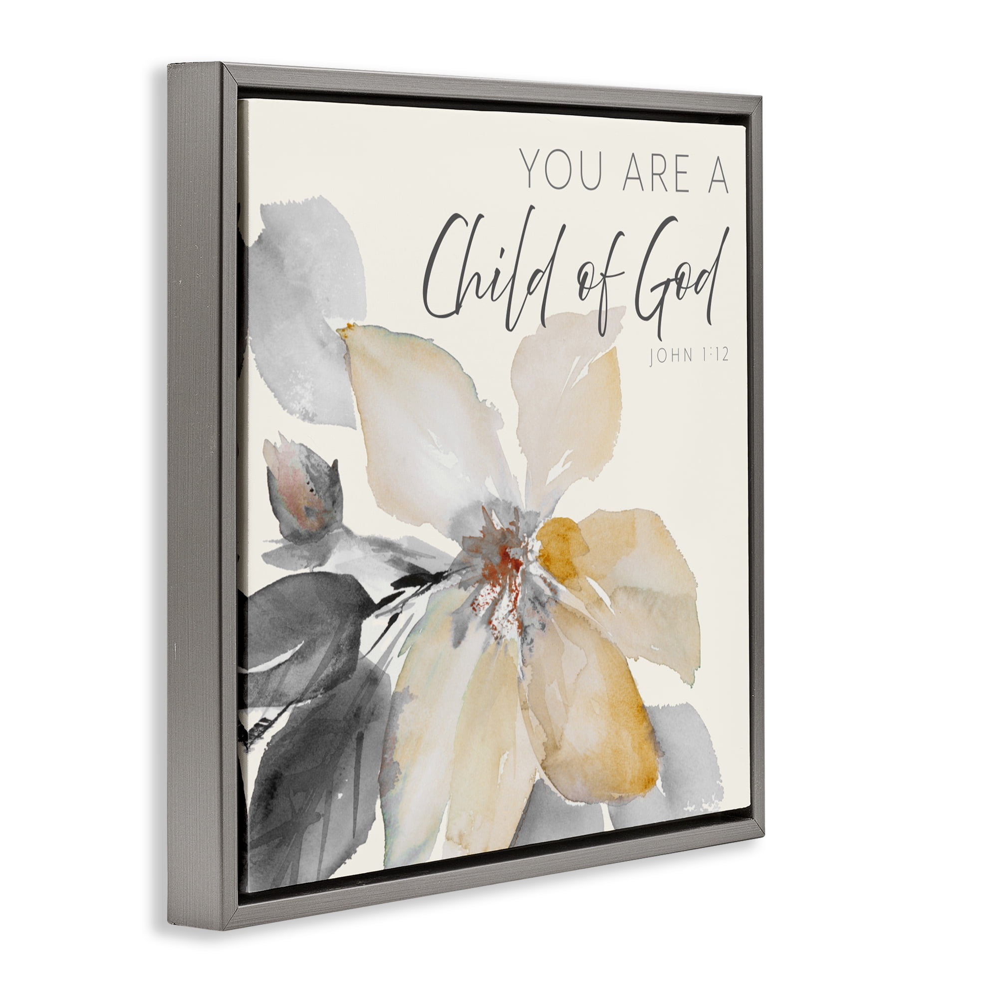 Stupell Industries Child Of God Flower Gray Framed Floater Canvas Wall Art, design by Lanie Loreth