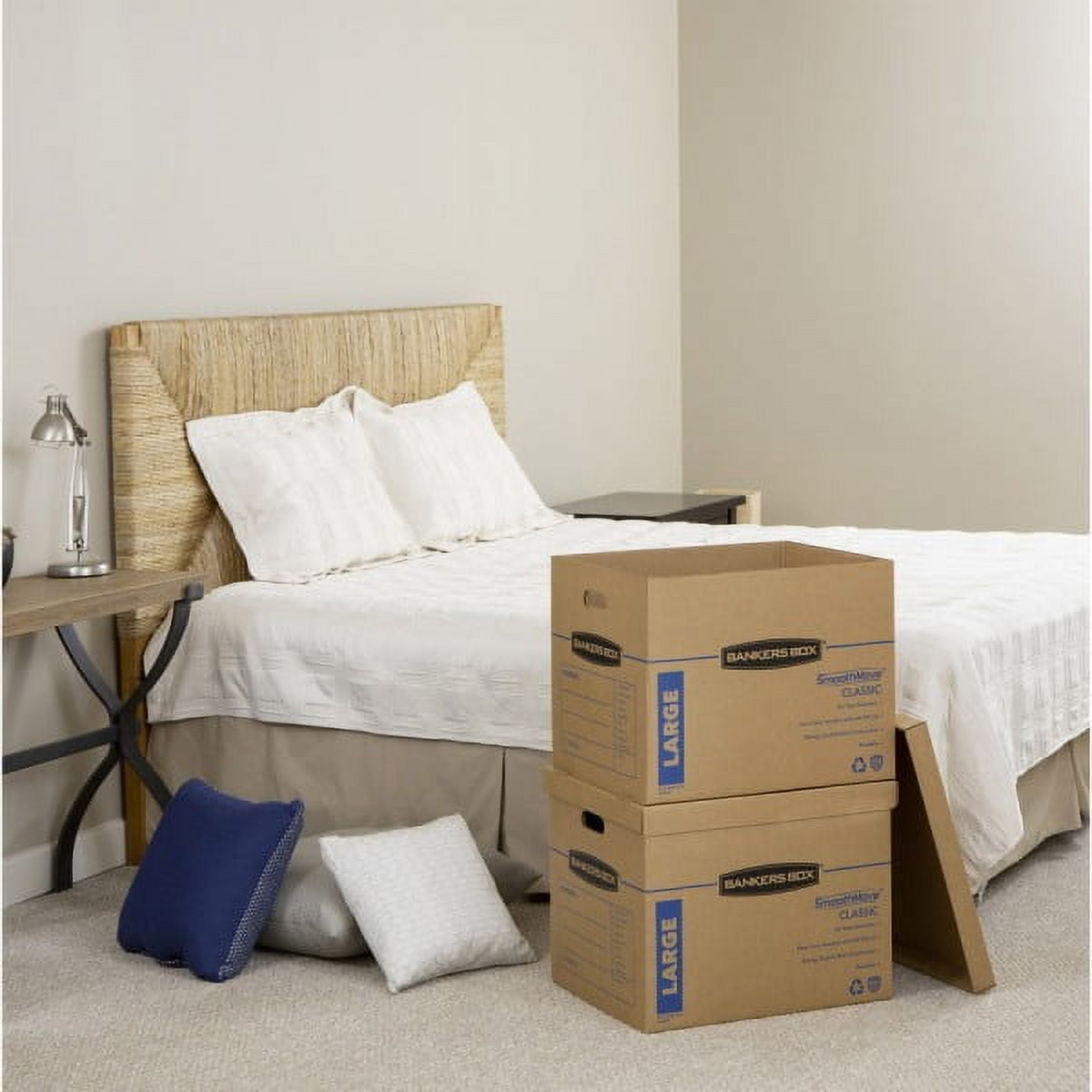 Bankers Smooth Move Classic Moving and Storage Boxes - Large, Brown Kraft/Blue (5/Carton) 7718201